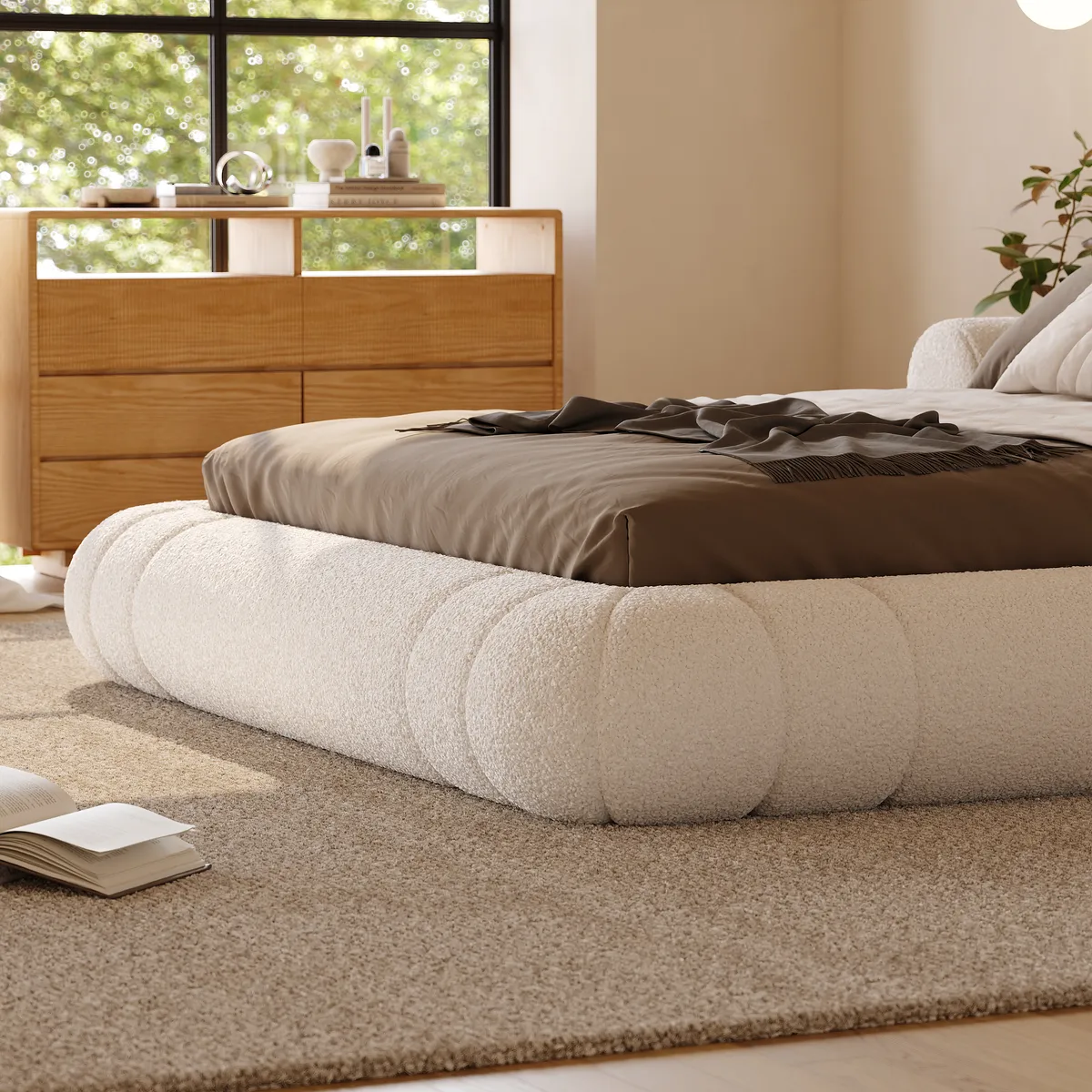 King Size Boucle Upholstered Cloud Floor Bed Frame — image 9