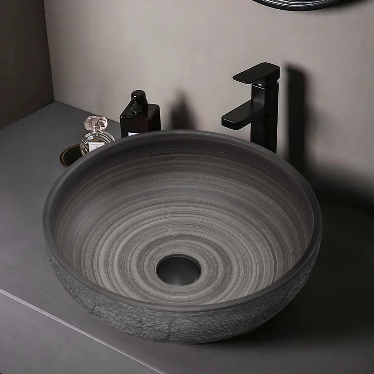 15.7" Ceramic Round Bathroom Vessel Sink Retro Washbasin — image 10