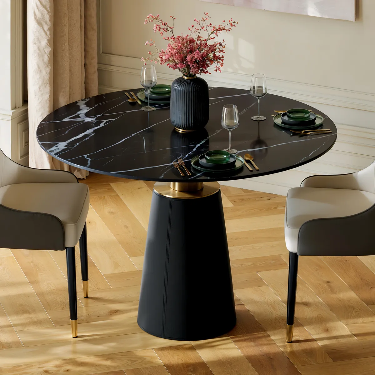 Dining Set 39" Sintered Stone Dining Table with 2 Chairs — image 5
