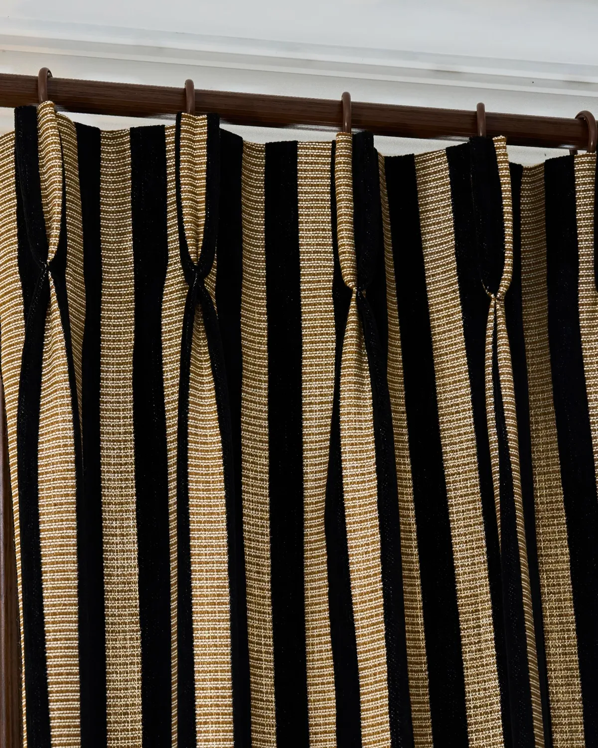 Renee Striped Linen Velvet Color Block Custom Curtain — image 5