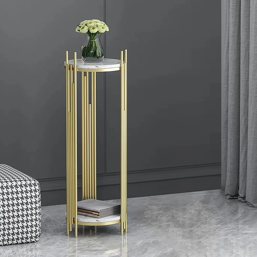 35.4" Tall Metal 2-Tiered Plant Stand Modern Corner Plant Stand Indoor — image 3