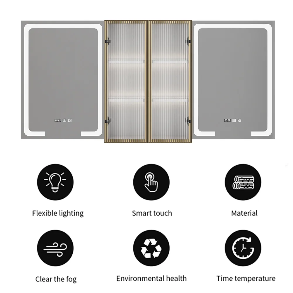 59" Double Sink Floating Vanity Set with LED Medicine Cabinet with Storage — image 8