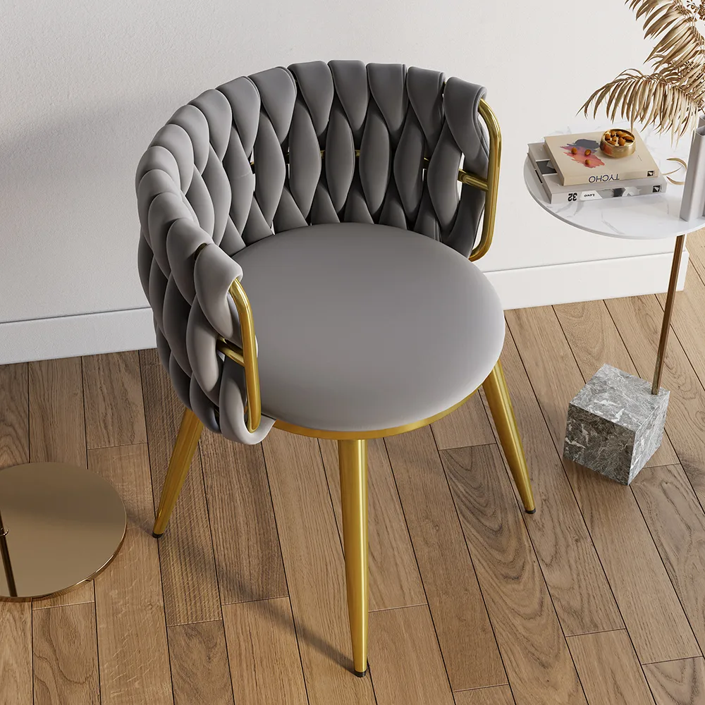 4-Piece Nordic Light Gray Barrel Back Dining Chair Round Accent with Velvet Upholstery — image 19