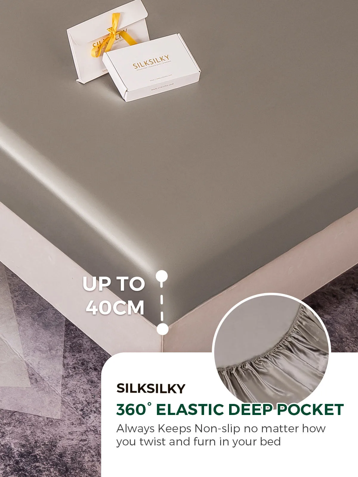 25Momme Silk 4Pcs Set Fitted&Flat Sheets+2x Pillowcases — image 4