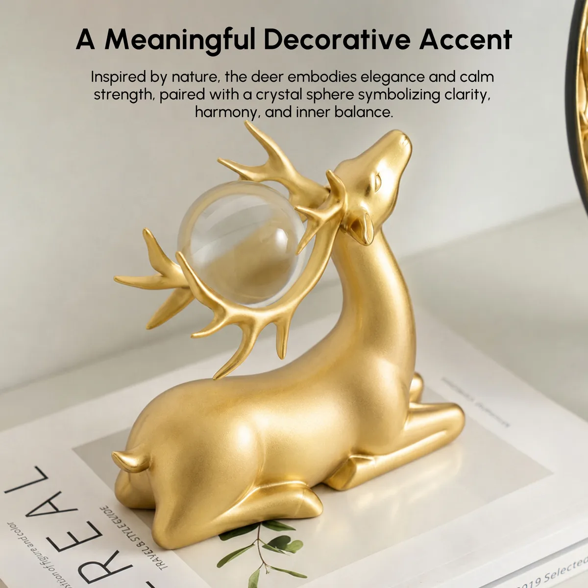 3PCS Black Deer Figurine with Decorative Plate Set Luxury Resin Animal Sculptures — image 16