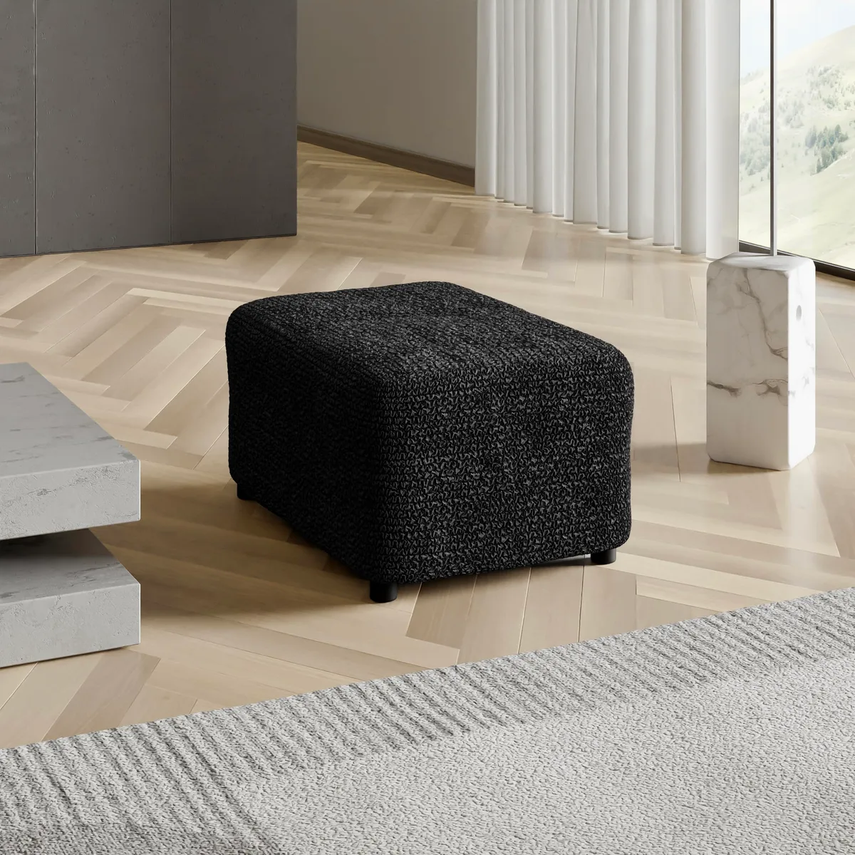 Ottoman Slipcovers - 1-Piece Furniture Protector - Form Fit, Machine Washable -MicrofibraCollection — image 5