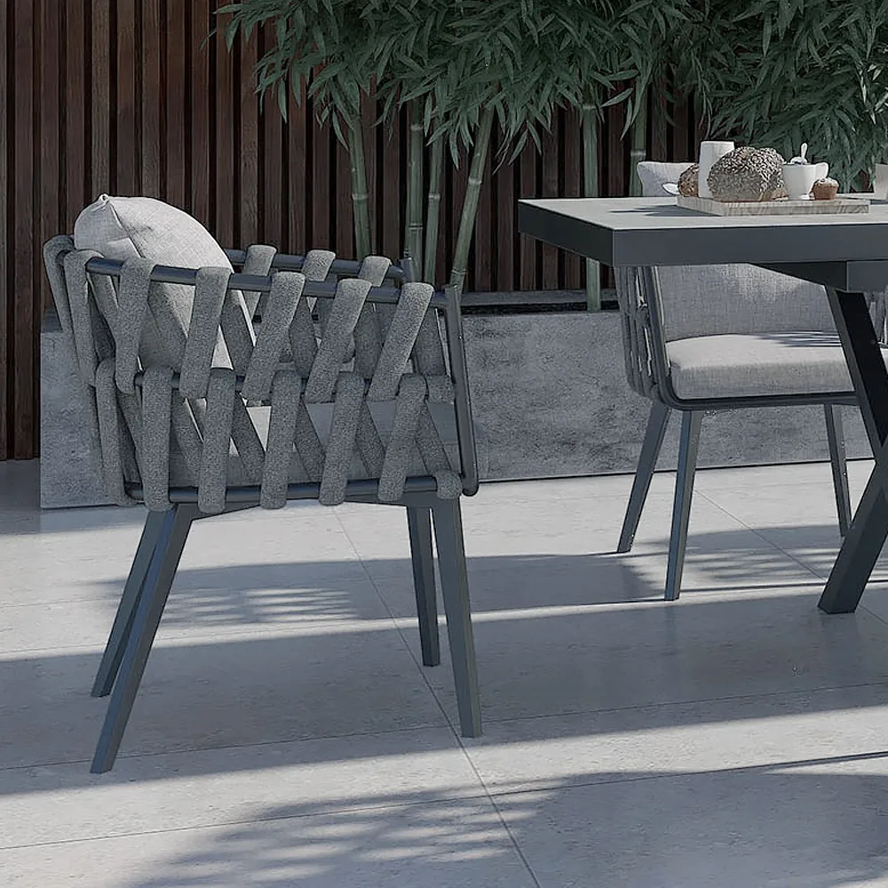 Outdoor Rope Weave & Aluminum Dining Chairs — image 22
