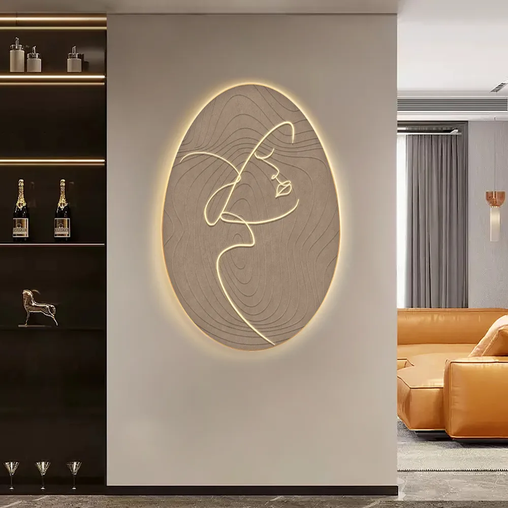 31" Illuminated Abstract Figure Wall Art with Warm LED Backlight, Textured Wall Decor — image 12