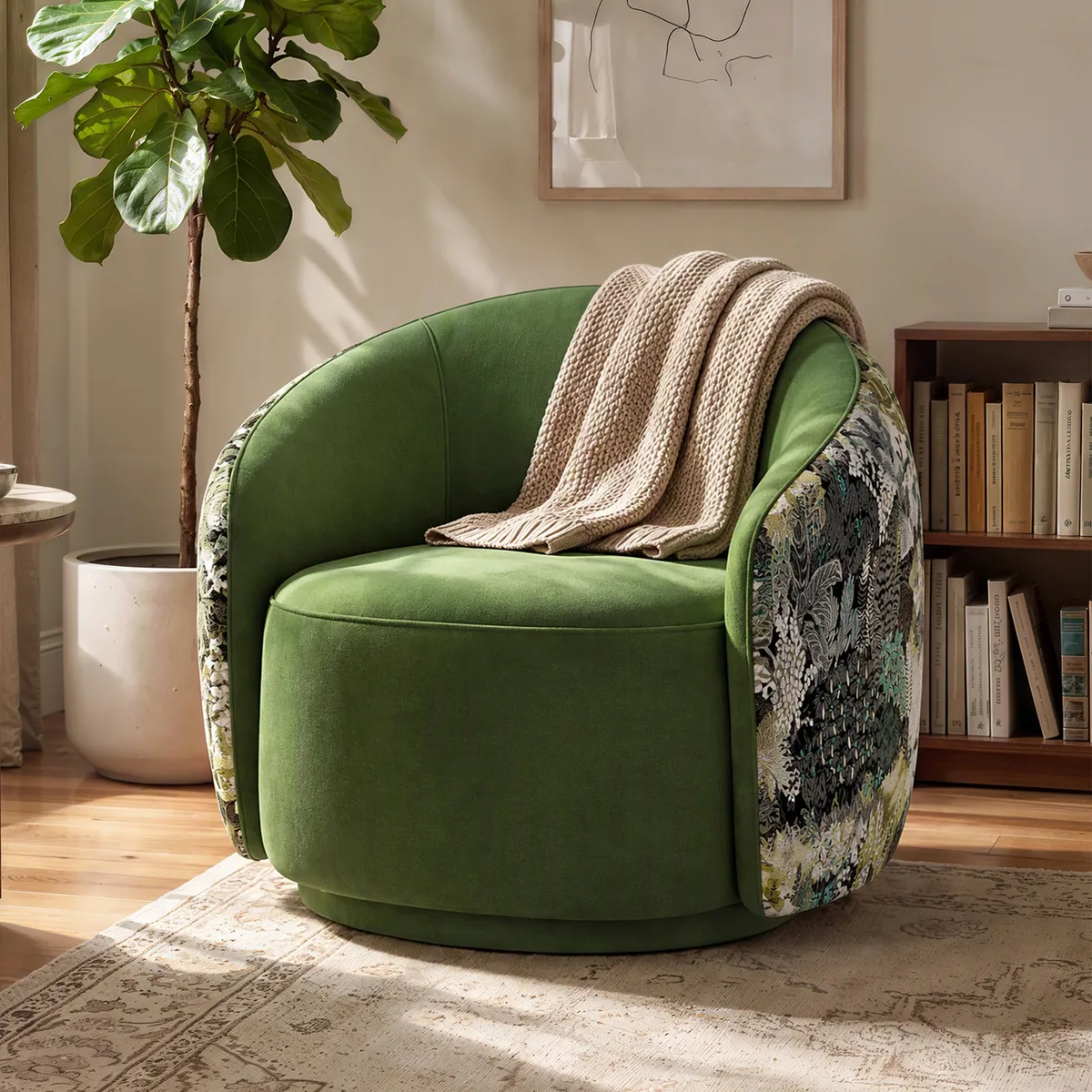 Performance Velvet 360° Swivel Barrel Accent Chair