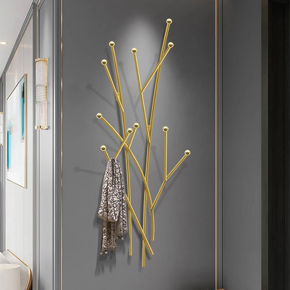 11 Hooks Wall Mounted Coat Racks Iron Entryway Furniture Tree Branch Shape — image 9