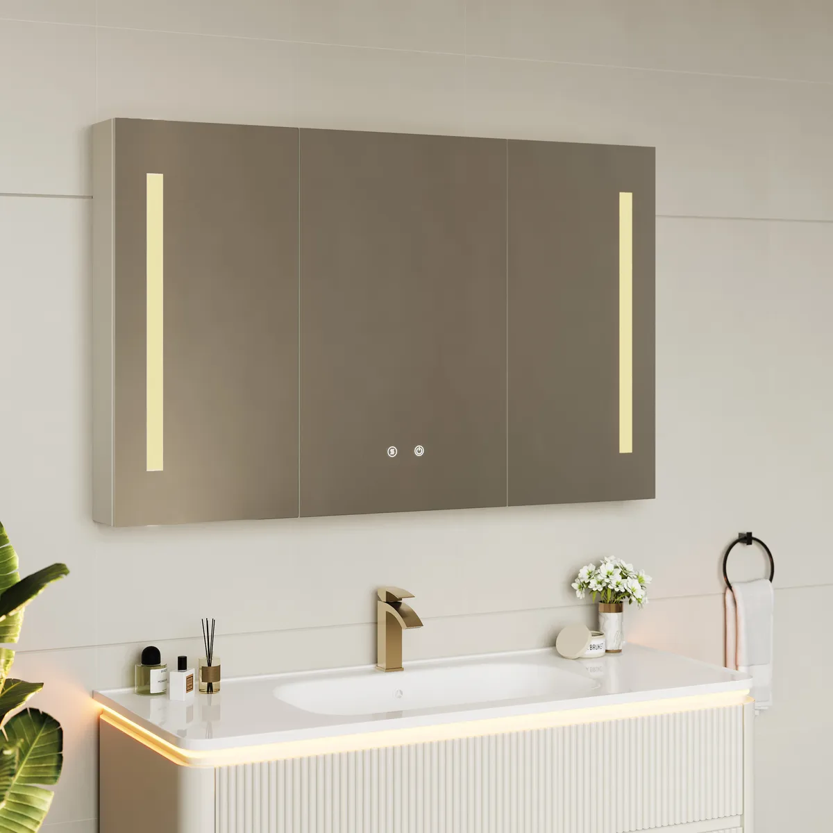 47" Modern Wall-mounted LED Bathroom Medicine Cabinet Vanity Mirror with Storage — image 21