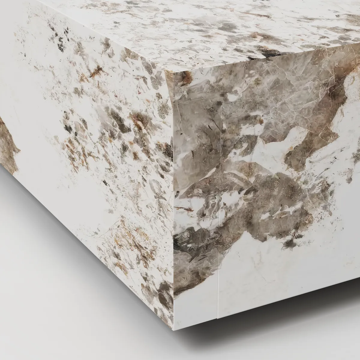 39" Square Sintered Stone Block Coffee Table With Storage Modern Off White Living Room Table — image 6