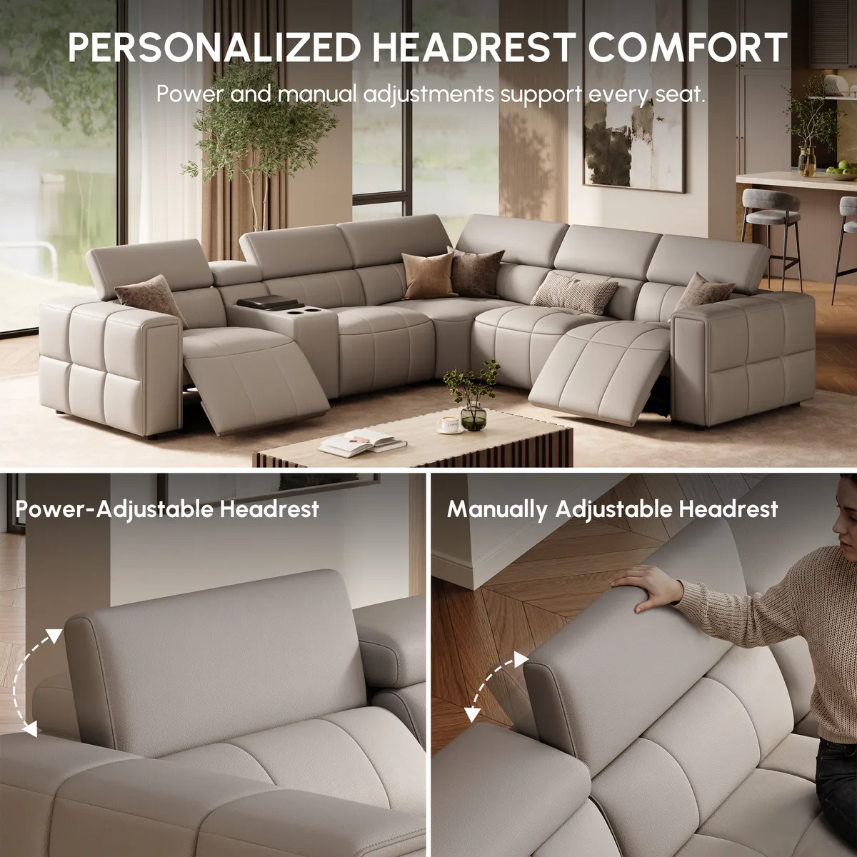 Genuine Leather Built-In Cooler Power Reclining Sofa — image 8