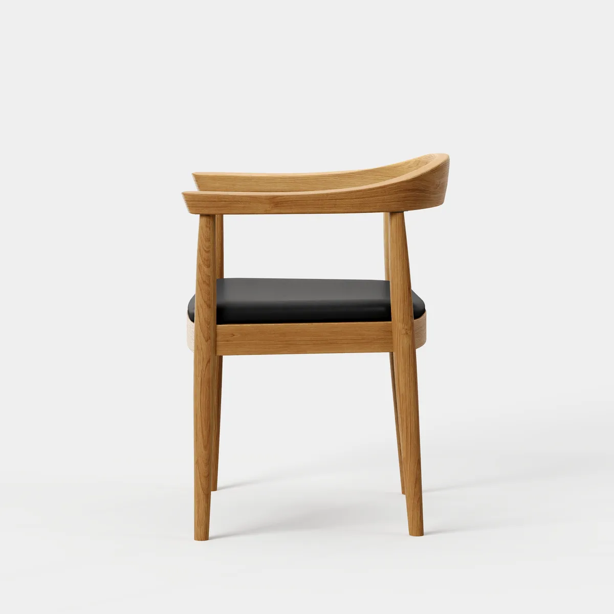 Modern Curved Back 4-Piece Dining Chair Upholstered Leather Walnut Wooden Armchair — image 11