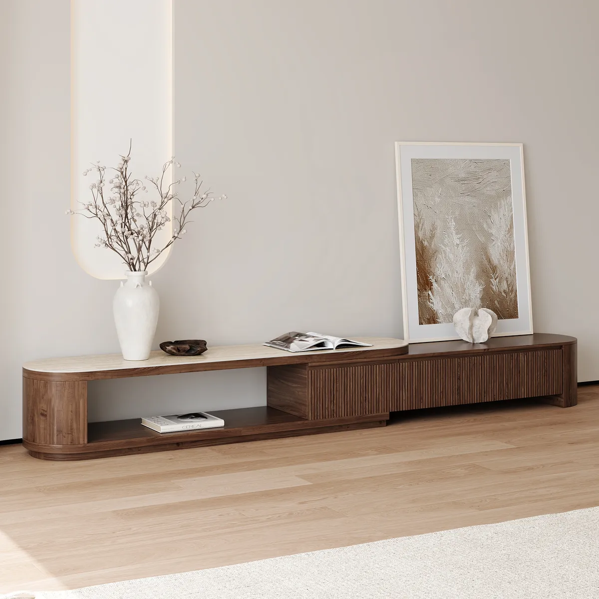 Velar Extendable Sintered Stone Top TV Stand with 3 Drawers(71"-114") — image 21