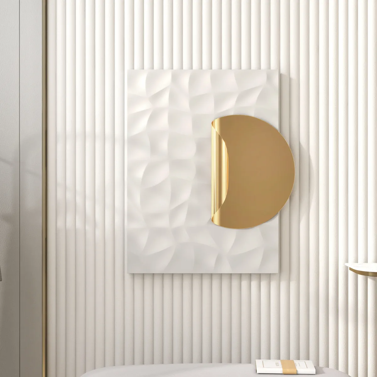 Rectangle Geometric 3D Wall Decor Background 23.6" x 35.4" Modern Metal in Gold Wall Art — image 5