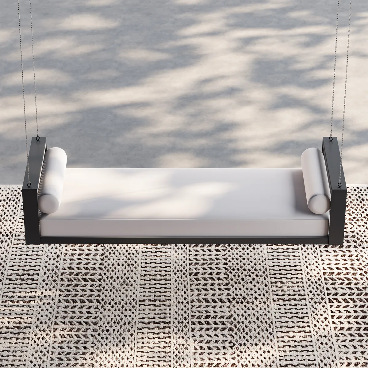 Patio Woven Rope Hanging Daybed Exterior Porch Swing Chair Sofa in Gray Cushion & Pillow Included — image 14