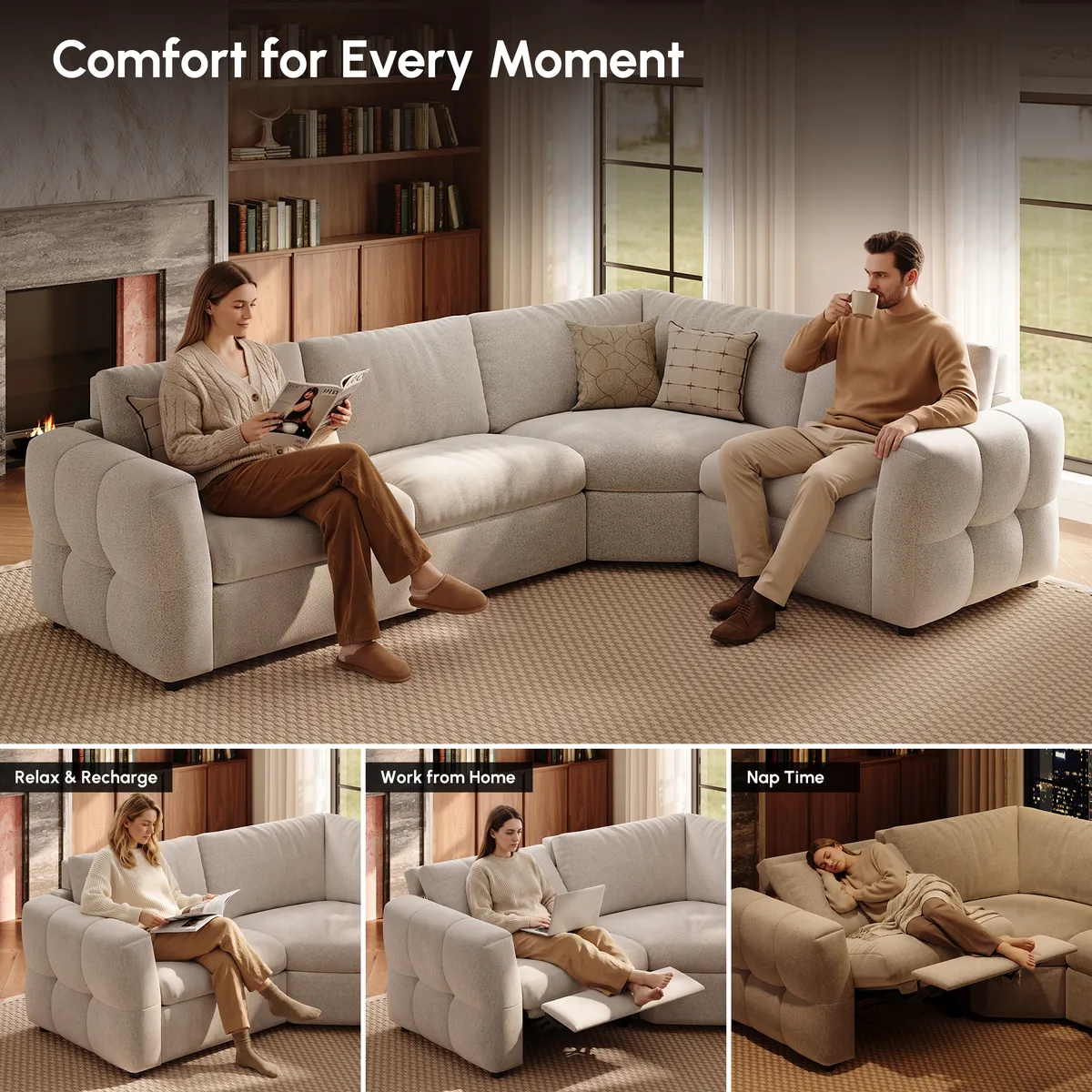 Glidio Chenille Power Reclining Sofa with Adjustable Headrests — image 8