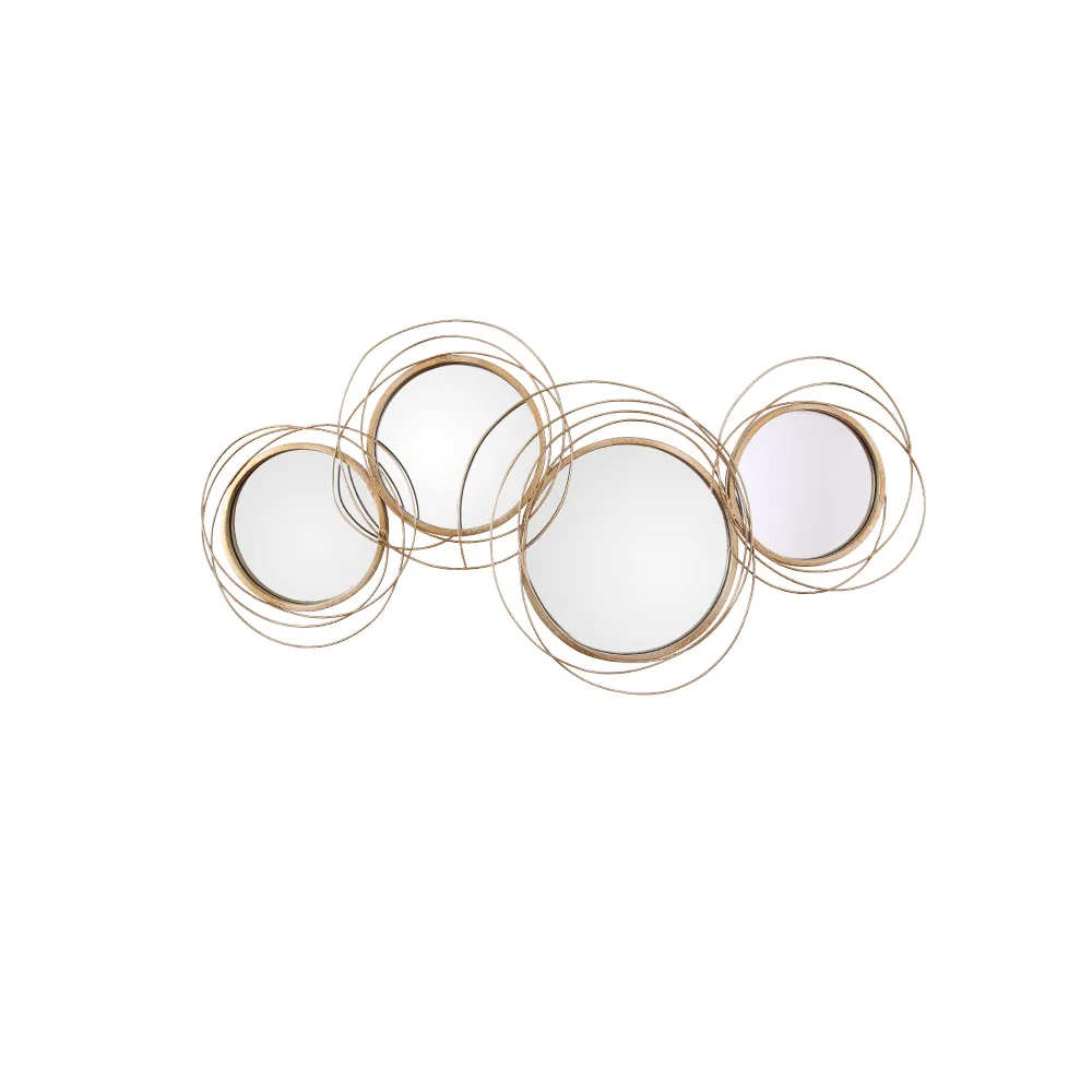 Modern Luxury Large Gold Round Wall Mirror Creative 3D Overlapping 4 Rings Metal Decor — image 6