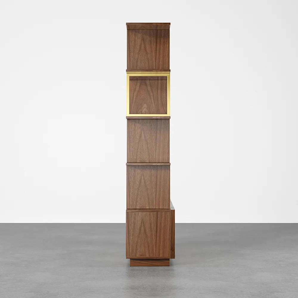 5-Tier Black Wood Bookshelf with 2 Doors Modern Bookcase in Gold Finish — image 28