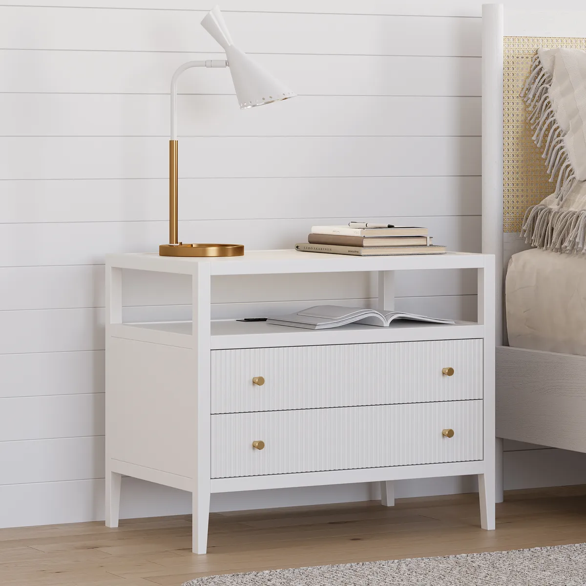 30" Wide Long Modern Smart Nightstand
