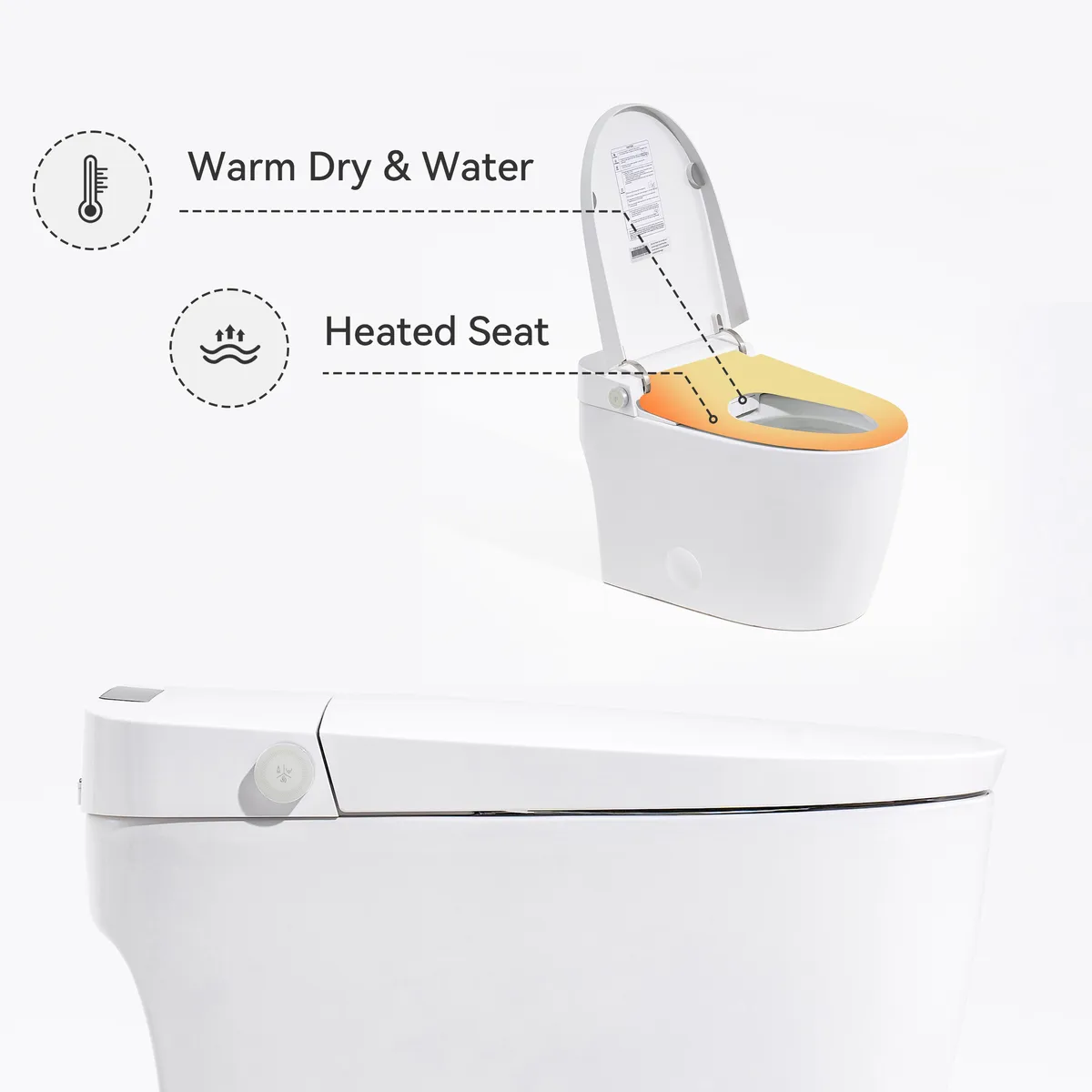 Set of Two Smart Toilet Floor Mounted One-Piece Self Clean Tankless Bidet Toilet — image 4