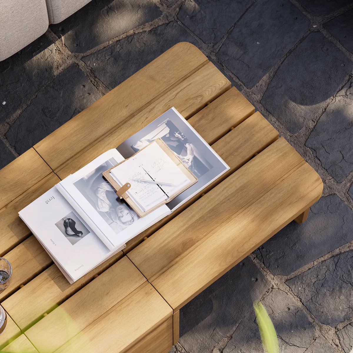 Resaro Modular Teak Wood Patio Coffee Table for Outdoor & Indoor in Natural (15.75" High) — image 6