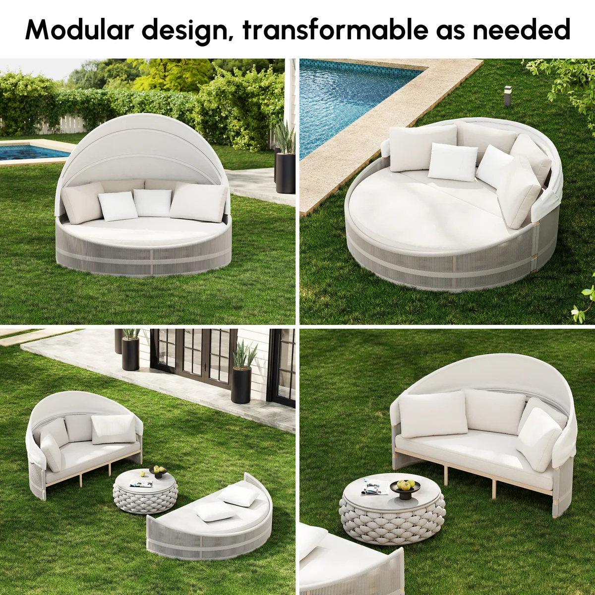 Costra Weatherproof Round Patio Daybed with Adjustable Canopy — image 18
