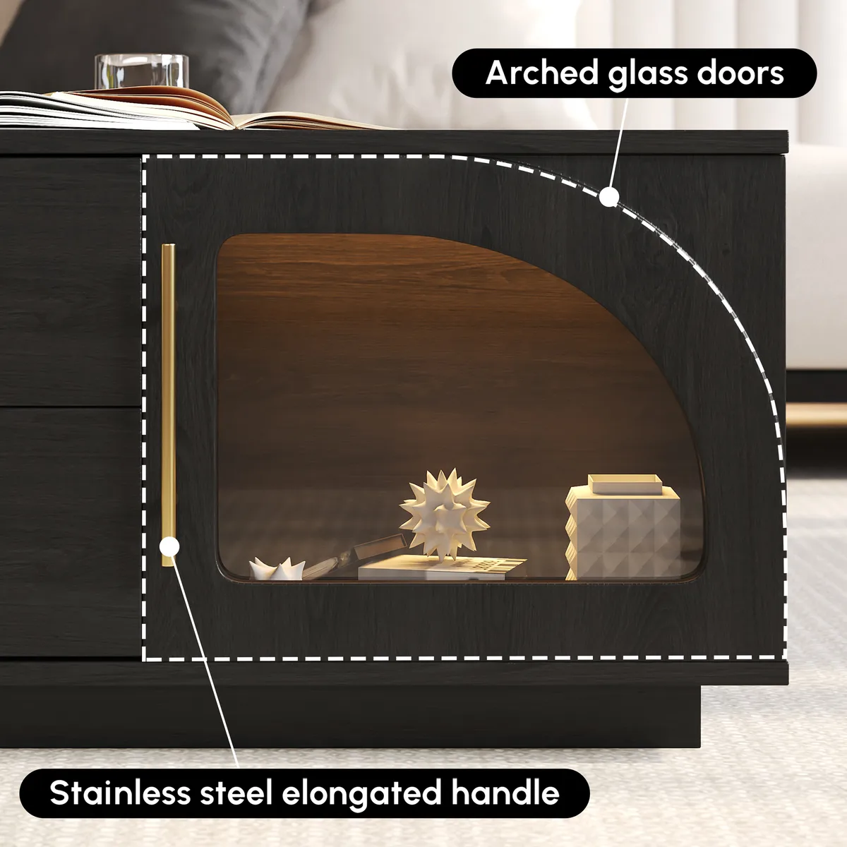 Arune Arched Glass Coffee Table Modern — image 7