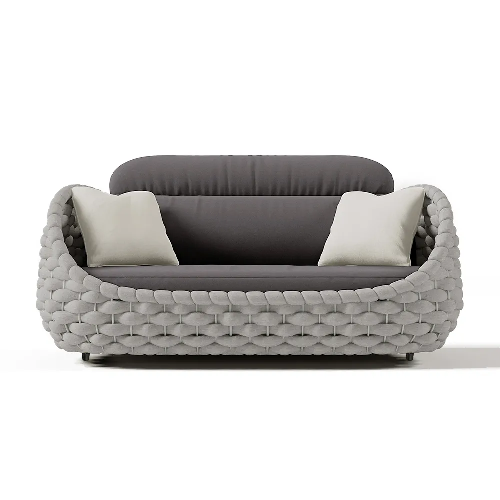 Cocaro 2-Seater Rope Woven Patio Loveseat with Removable Cushions — image 5