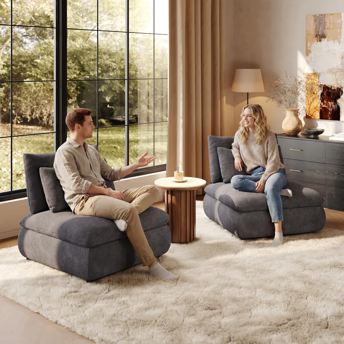 3-Piece Chenille Modular Sectional Sofa with Hidden Storage — image 14