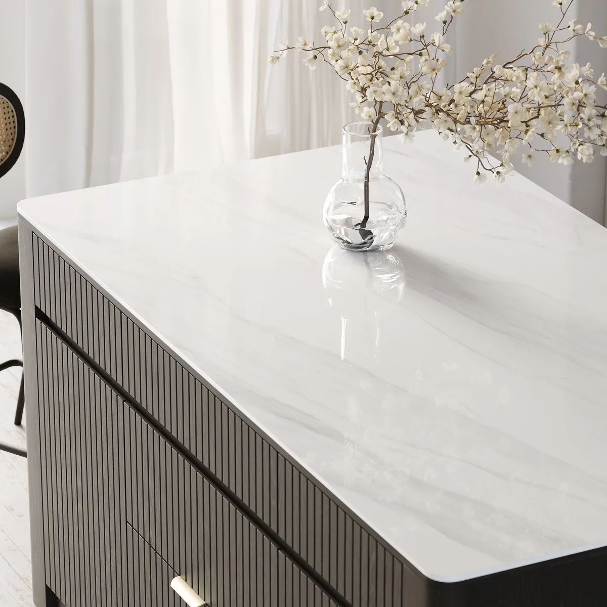 72" Sintered Stone Top Solid Wood Kitchen Island with Storage — image 26