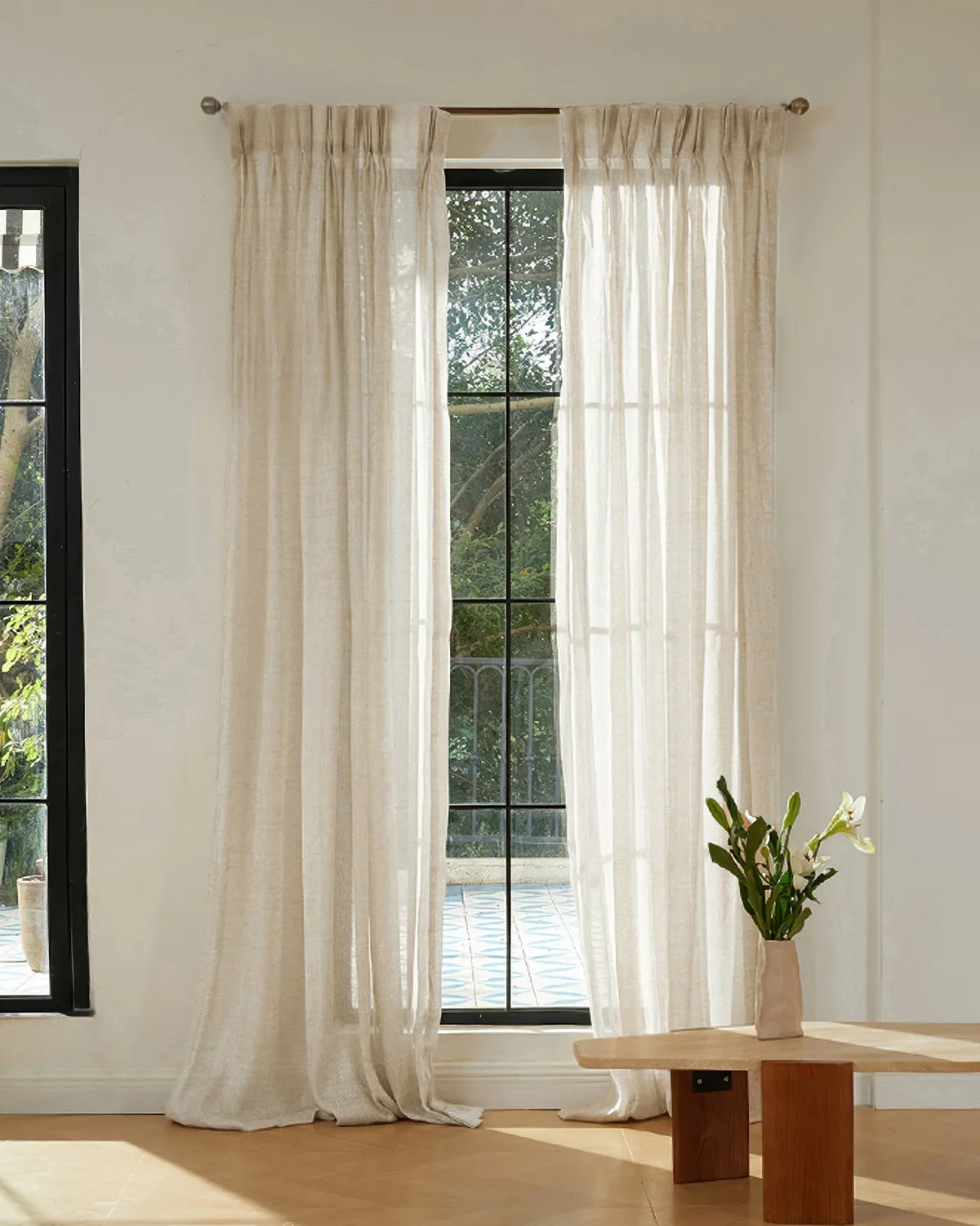 Silhouette Linen Blend Woven Sheer Custom Curtain