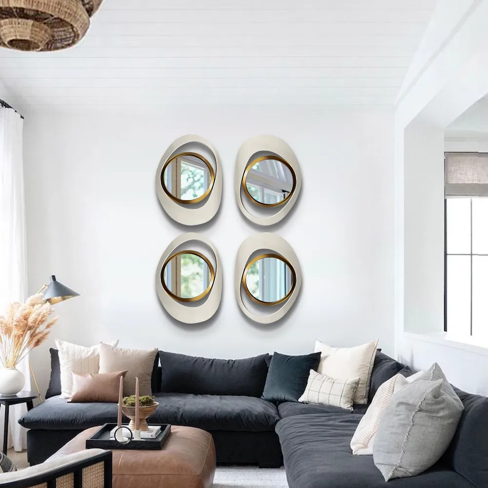 Abstract Wall Mirror, Matte Black and Gold, Horizontal or Vertical — image 22