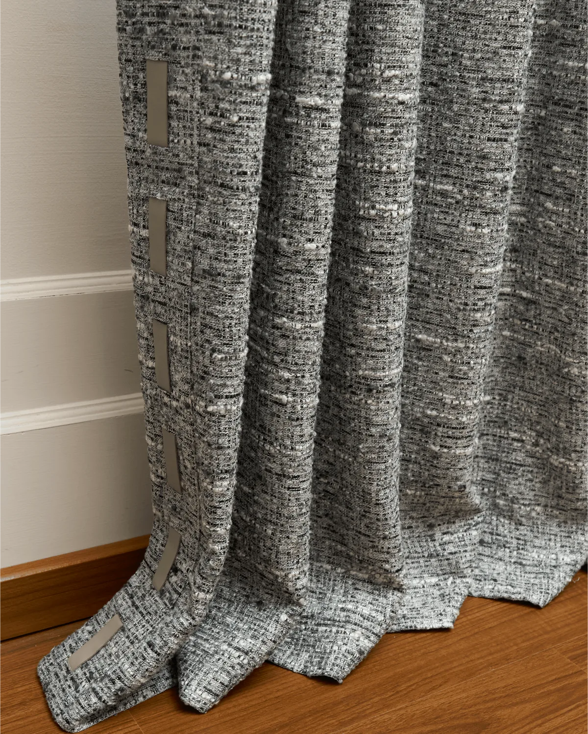 Juliette Wool Blend Textured Custom Curtain with Trim — image 3