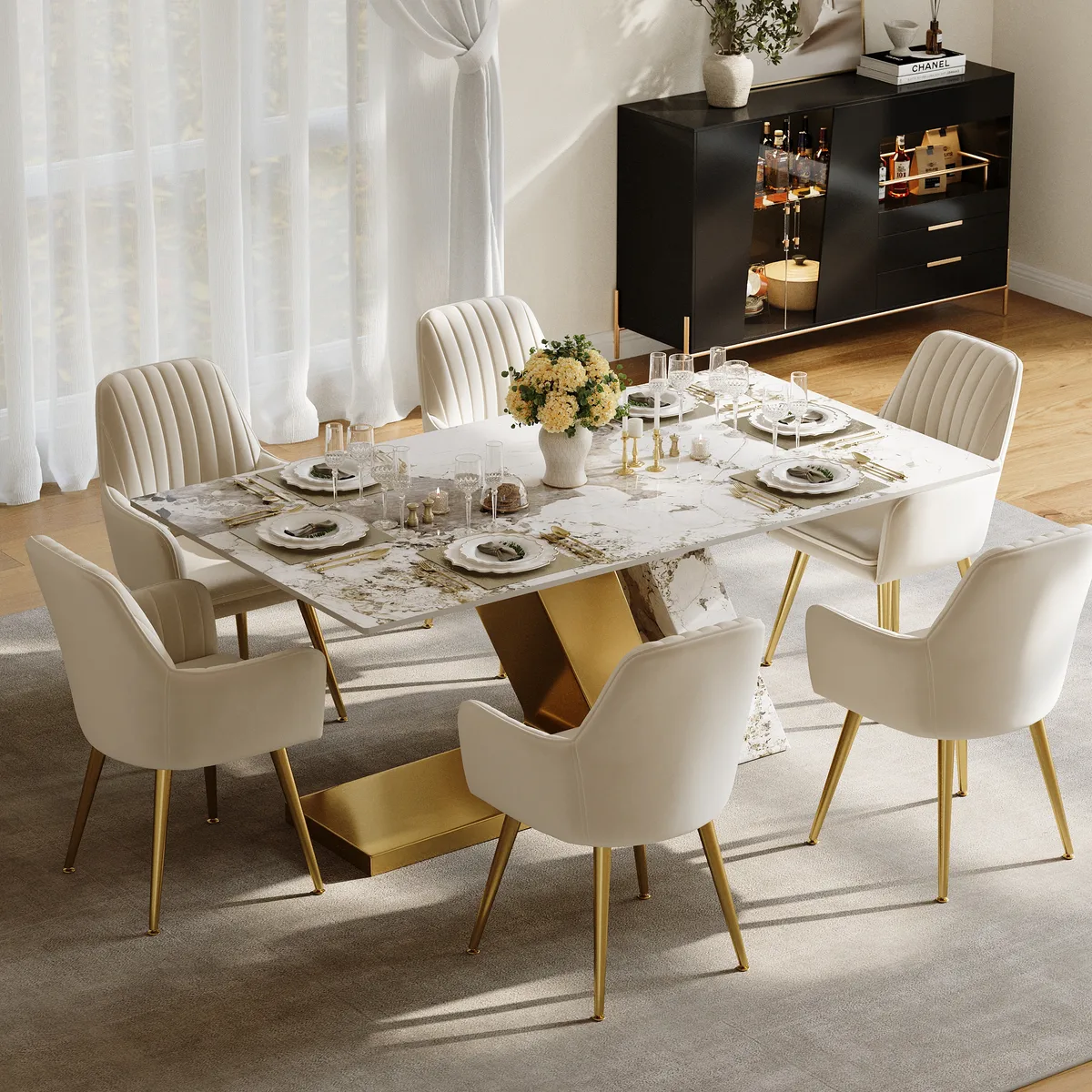 78.7-94.5" Modern Extendable Sintered Stone Dining Table Seats 6-10 People — image 22