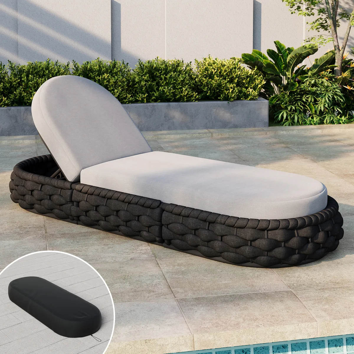 Cocaro Outdoor Aluminum & Rope Weave Adjustable Chaise Lounge — image 5