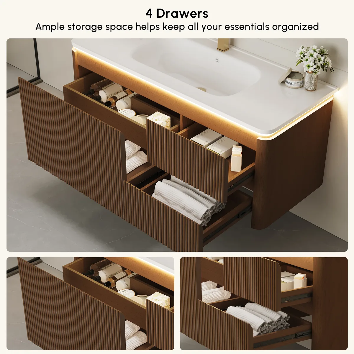 Modern 31.5" Floating Bathroom Vanity with Sink, Soft LED, Ample Storage — image 29