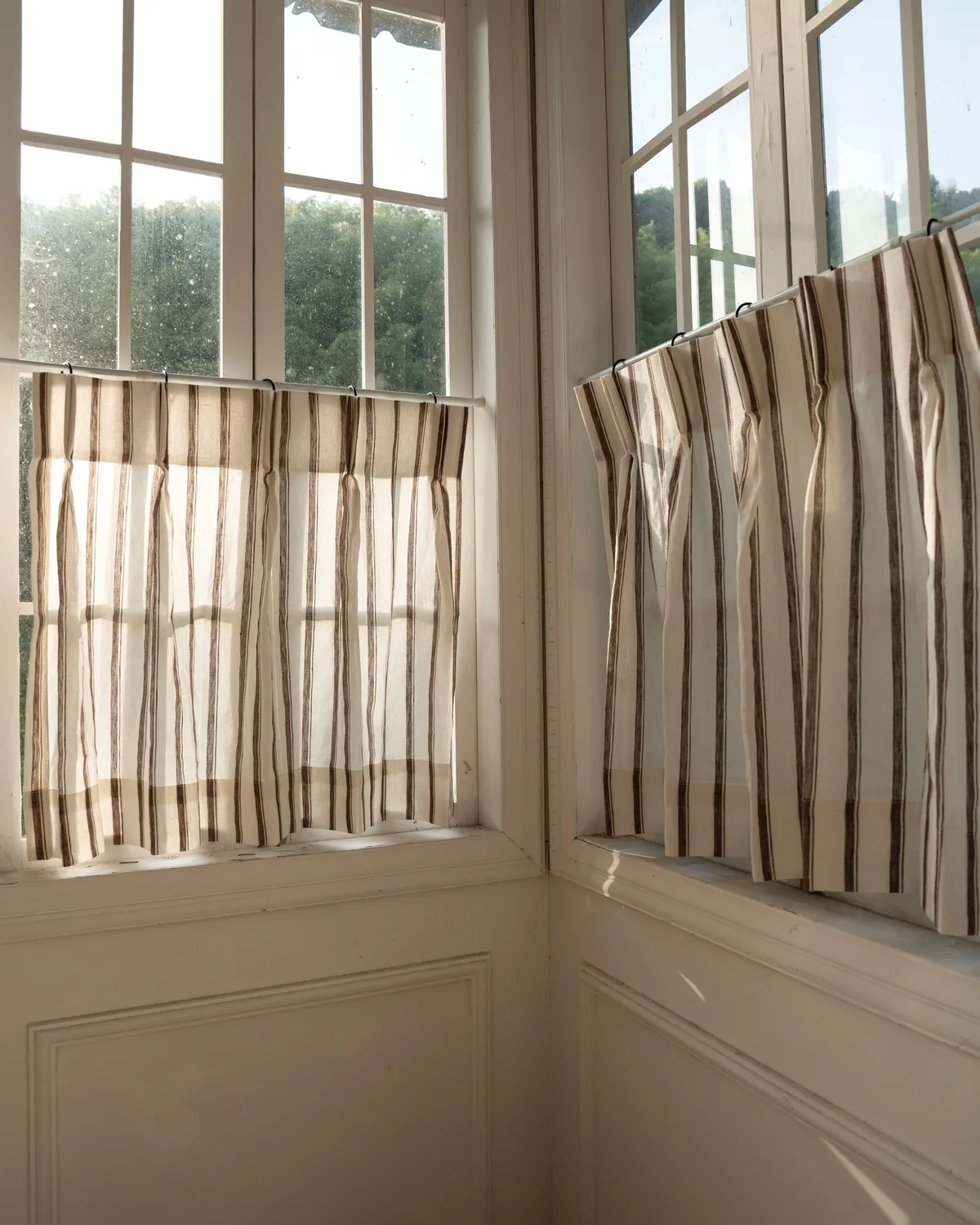 Cate 100% Linen Striped Custom Cafe Curtain — image 4