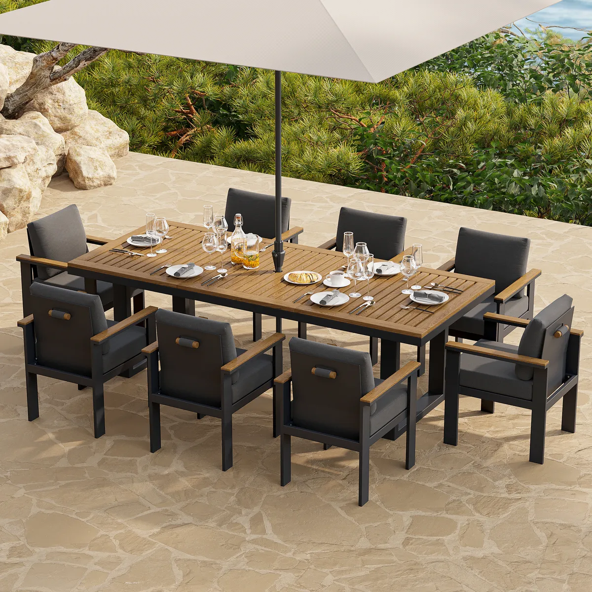 Tevara Outdoor Teak & Aluminum Dining Chairs — image 3