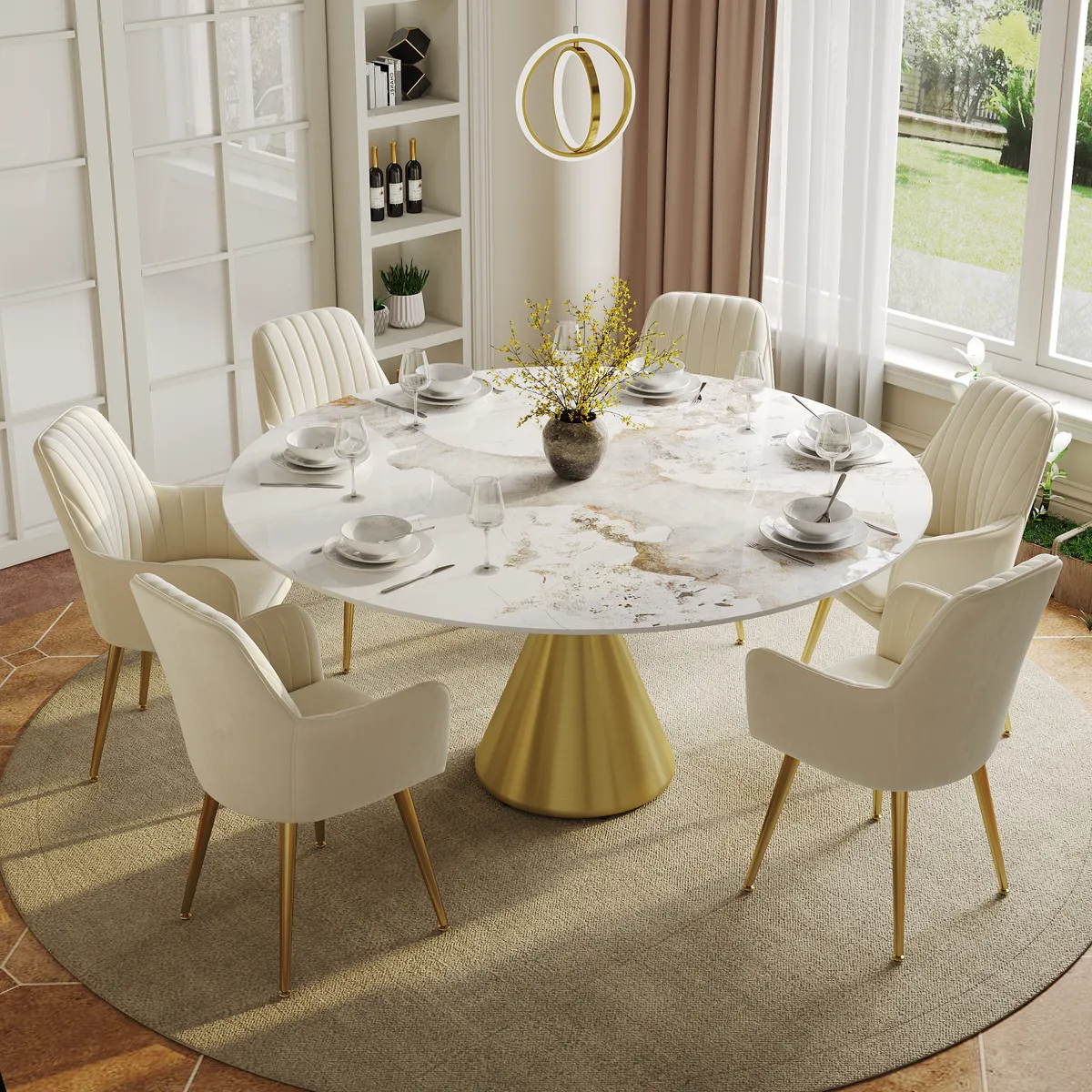 39" Modern Sintered Stone Dining Table Set with 2 Chairs — image 18