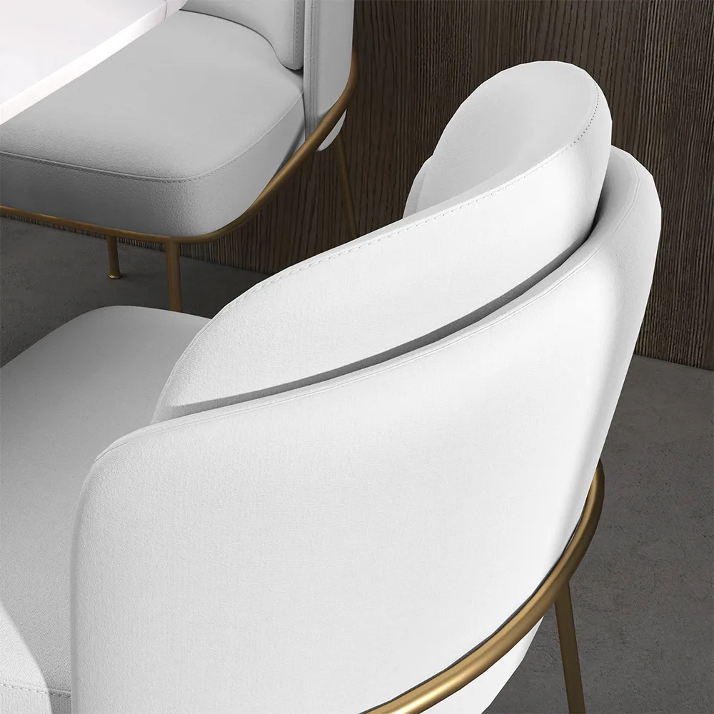 Mid-Century Modern 7 Piece Dining Room Sets 48" Round Dining Table White 6 Side Chairs — image 9