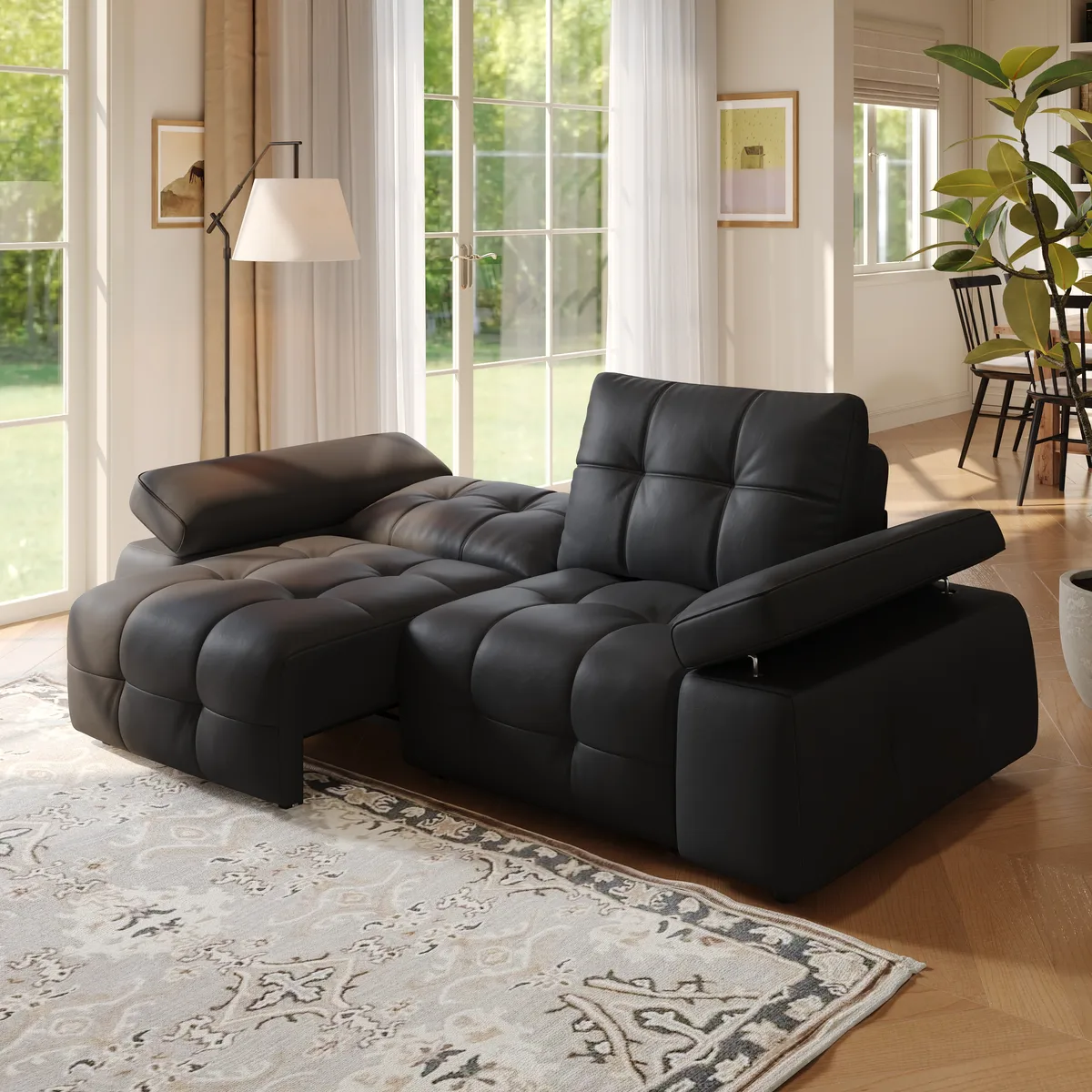 95" 2-Seater Genuine Leather Power Convertible Sleeper Sofa with Adjustable Armrests — image 21