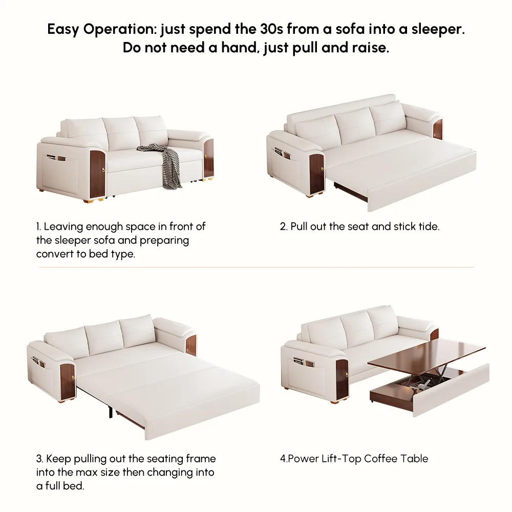 94.5" Pull Out Sofa Bed Convertible Sleeper with Lift-top Coffee Table — image 17
