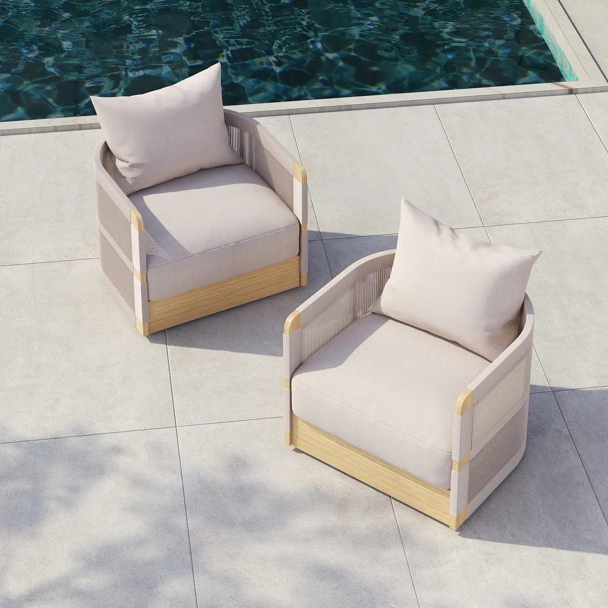 Costra Outdoor Aluminum & Rope Weave Swivel Lounge Chair — image 18