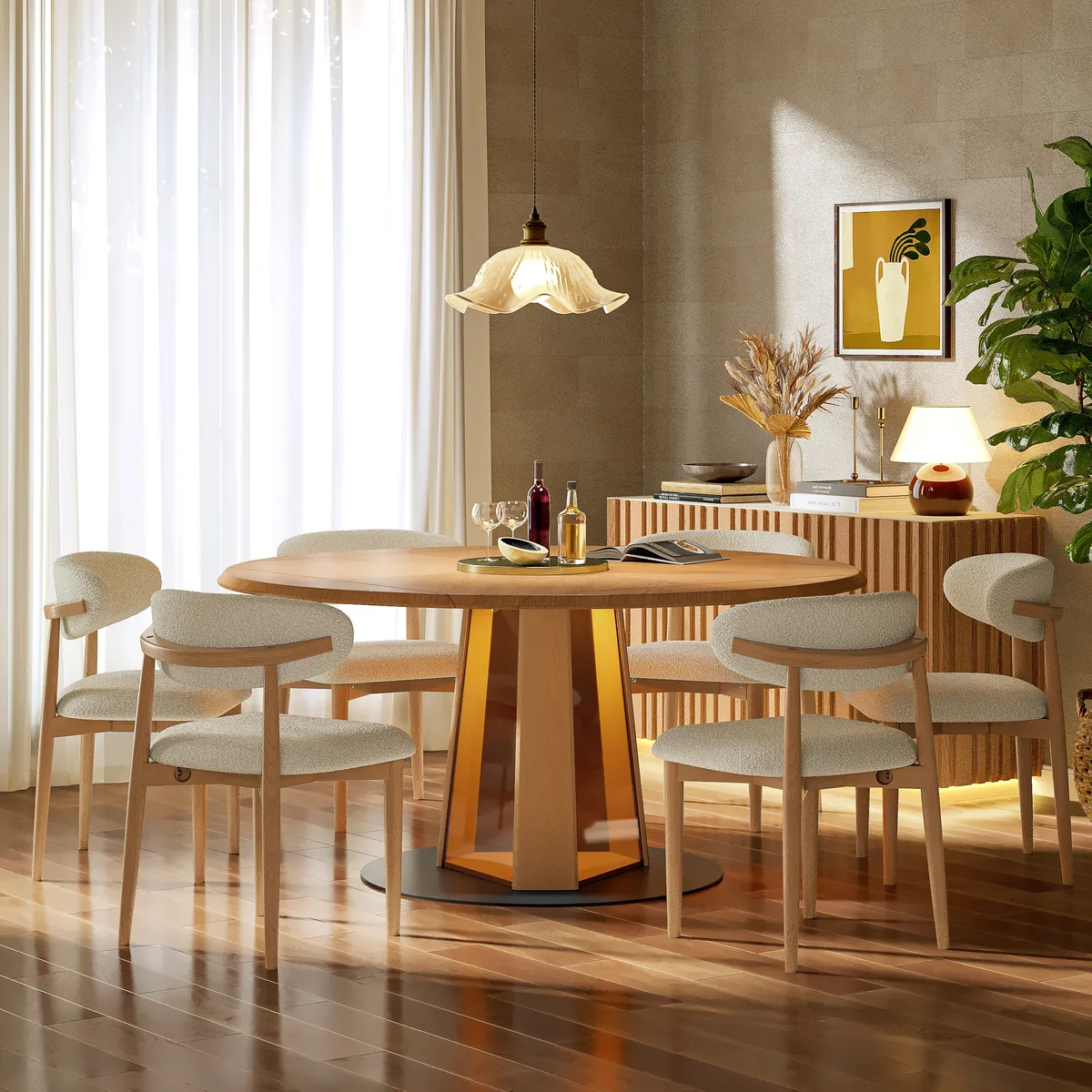 36"-47" Solid Wood Extendable Dining Table with Light — image 23