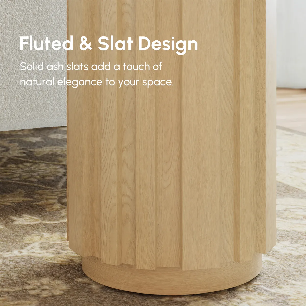 Aura Ash Wood Fluted Round Side Table with Sintered Stone Top — image 19