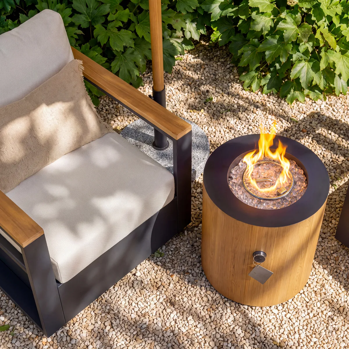 Tevara Outdoor Dark Gray Aluminum Smokeless Fire Pit Side Table — image 5
