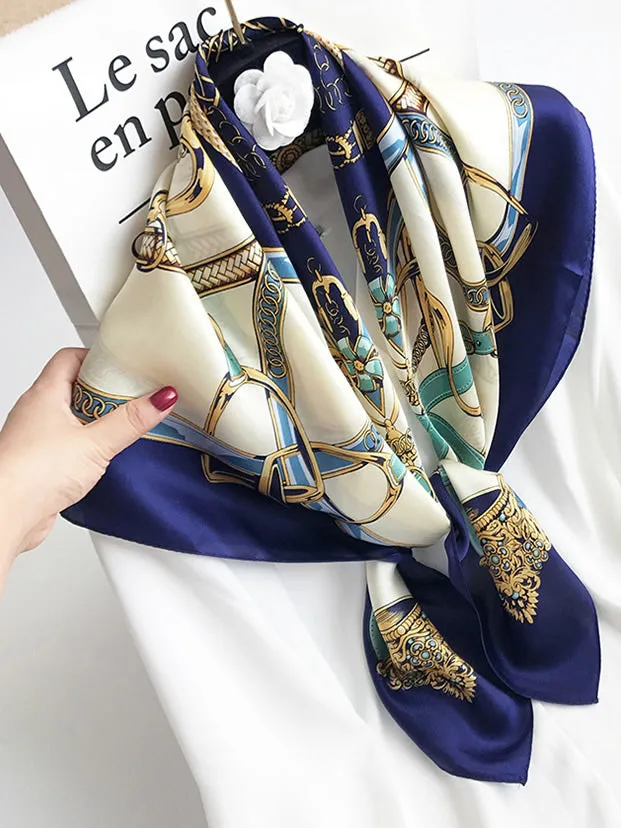 100% Mulberry Silk Printed Square Shawl Scarf 88*88cm — image 5
