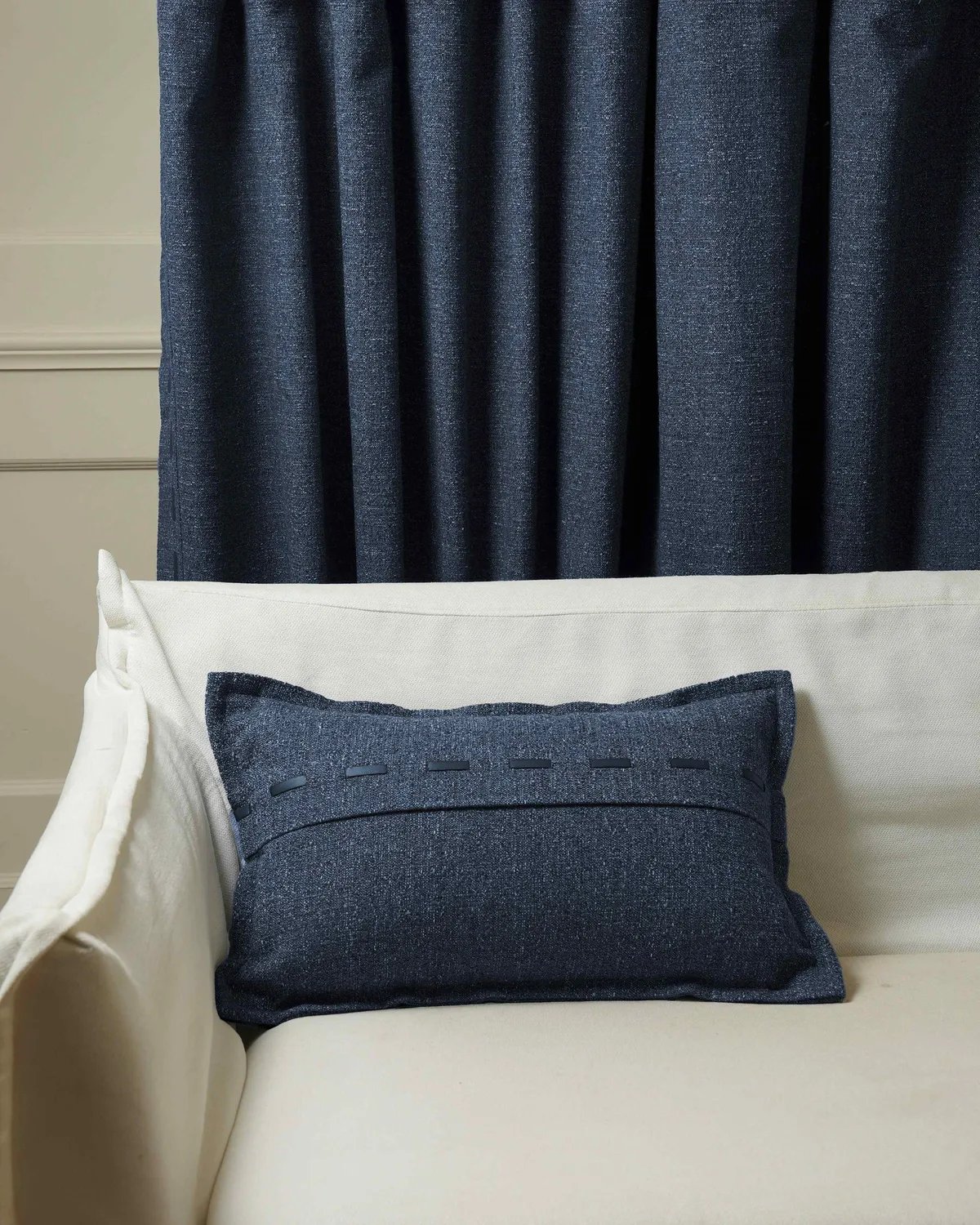 Luna Linen Blend Faux Leather Laced Lumbar Pillowcase — image 9